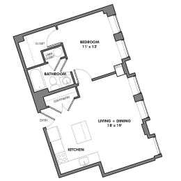 1 bed, 1 bath, 580 sqft, $1,887