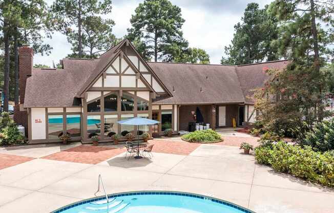 A house with a pool in the backyard.