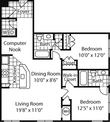 2 beds, 2 baths, 1,166 sqft, $2,178, Unit 1234