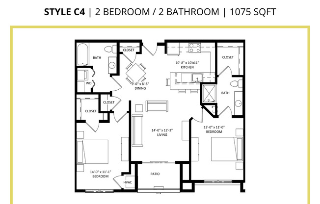 2 beds, 2 baths, 1,075 sqft, $1,665, Unit 330
