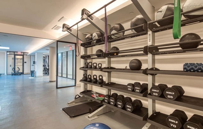 24-Hour Fitness Center With Free Weights at Residences at Richmond Trust, Richmond