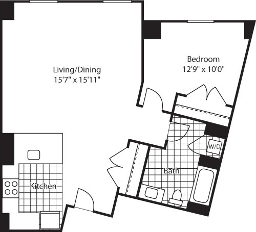 1 bed, 1 bath, 727 sqft, $3,596, Unit 513