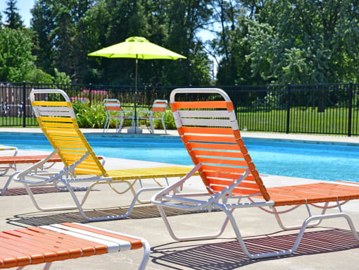 Poolside Lounge Chairs at Huntington Place, Essexville