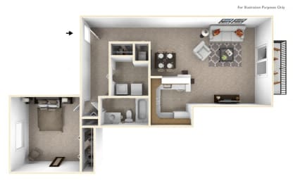1 bed, 1 bath, 822 sqft, $1,432