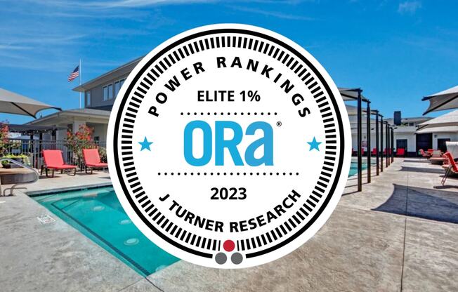 a swimming pool with the ora with the pool owner rankings logo