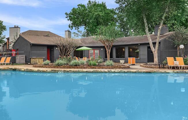 a small house in a pool of water