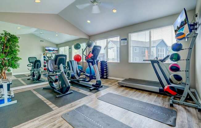 the gym at the preserve at polk apartments