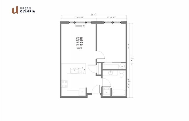 1 bed, 1 bath, 589 sqft, $1,675, Unit 304