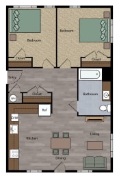 2 beds, 1 bath, 782 sqft, $1,570