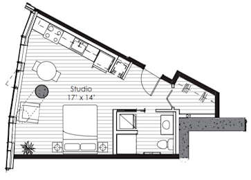 Studio, 1 bath, 474 sqft, $1,886