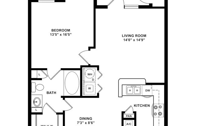 1 bed, 1 bath, 757 sqft, $1,269
