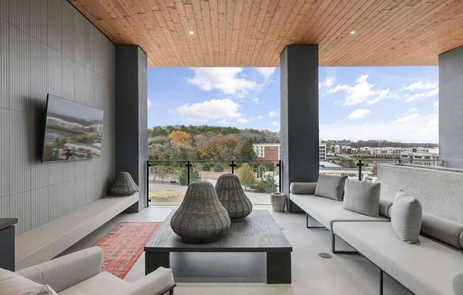 Lounge seating and tv in skydeck