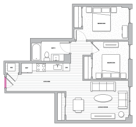 2 beds, 1 bath, 823 sqft, $2,295