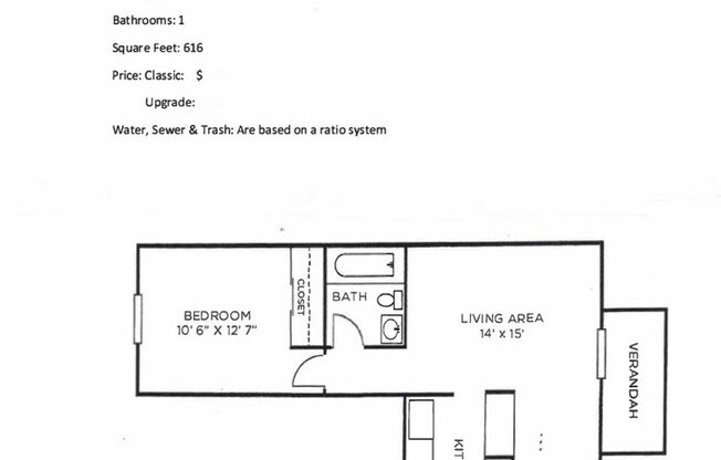 1 bed, 1 bath, 616 sqft, $1,115, Unit 1523