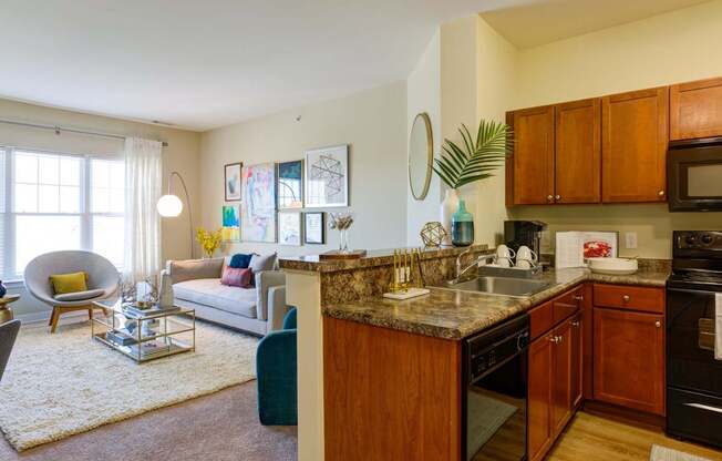 Furnished Kitchen and Living Room | Canton Woods