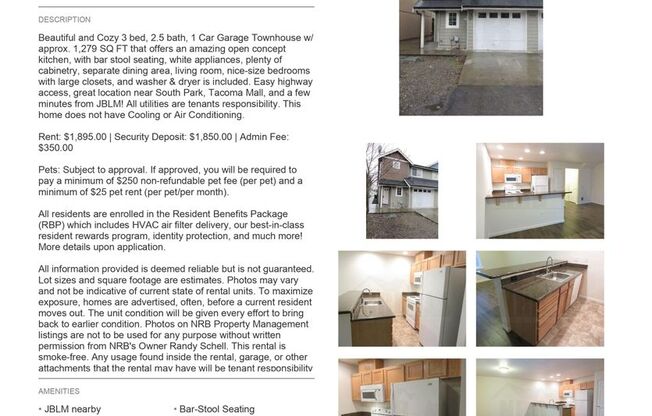 3 beds, 2.5 baths, 1,279 sqft, $2,195, Unit Unit A