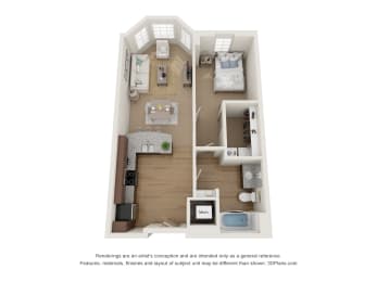 1 bed, 1 bath, 740 sqft, $1,351