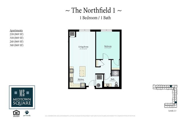1 bed, 1 bath, 869 sqft, $2,440, Unit 218