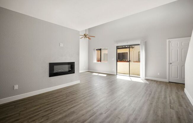 Floating Fire Place in Living Room of Sherman Oaks APartment