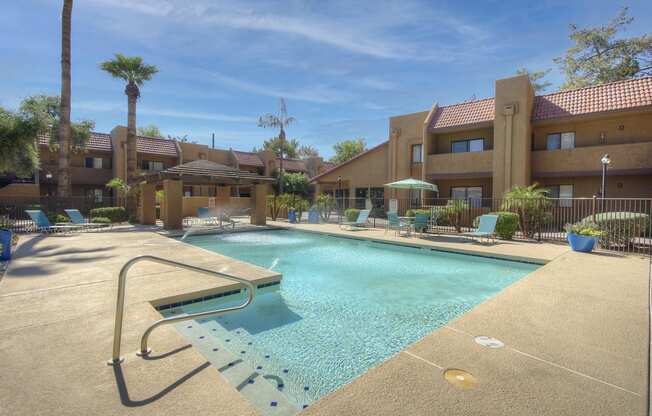 the swimming pool at our apartments in palm springs