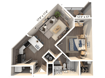 1 bed, 1 bath, 729 sqft, $1,481