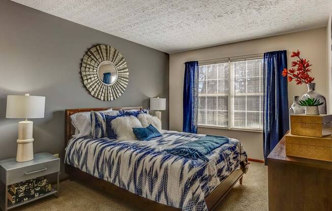 Bedroom interior at Bedford Commons Apartments & Heathermoor Apartments, Ohio