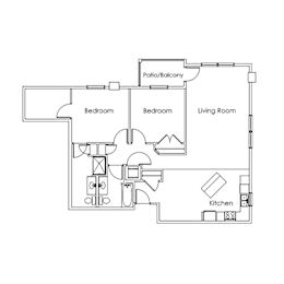 2 beds, 2 baths, 1,294 sqft, $1,623