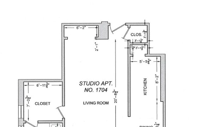 Studio, 1 bath, $1,595, Unit 1704
