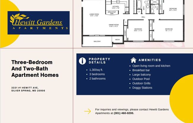 3 beds, 2 baths, 1,300 sqft, $2,200, Unit 3351 #203