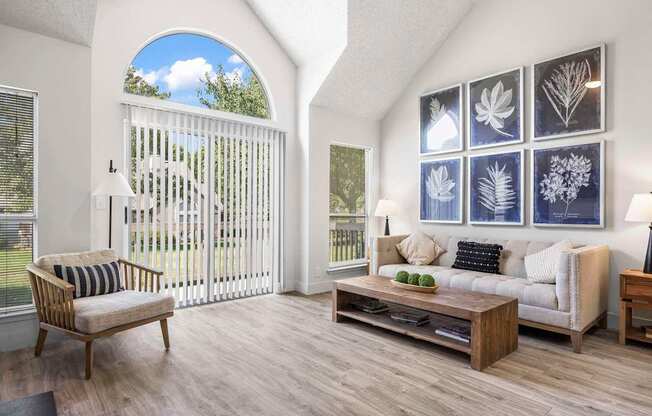 Living Area With Balcony at Pointe Royal, Overland Park, KS