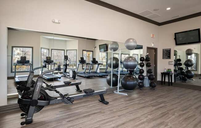 Fitness center equipment at Villas at Carrington Square, Overland Park, KS, 66221