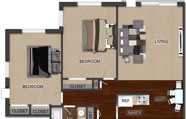 2 beds, 1 bath, 946 sqft, $1,475