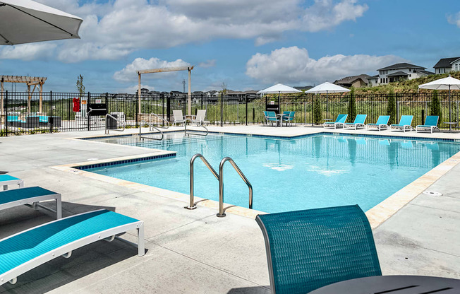 Resort-style swimming pool at The Westline at Flanagan Lake in Omaha, NE