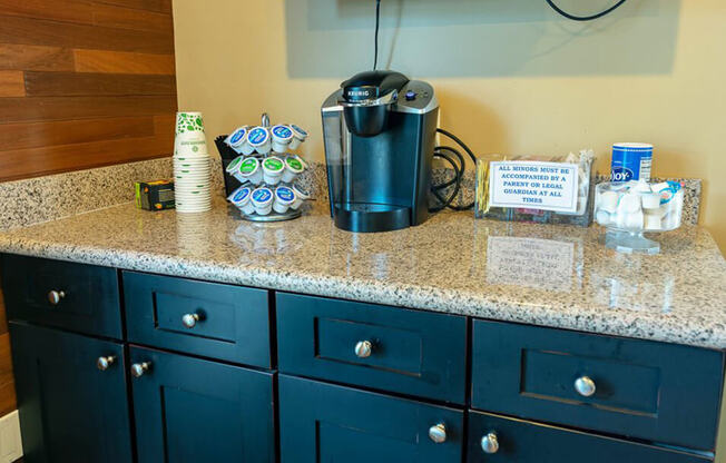 coffee station in leasing office