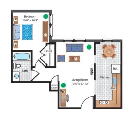 1 bed, 1 bath, 586 sqft, $1,895