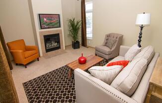 Living Room with a fireplace at Cascade Pines Duplex Homes in Lincoln NE