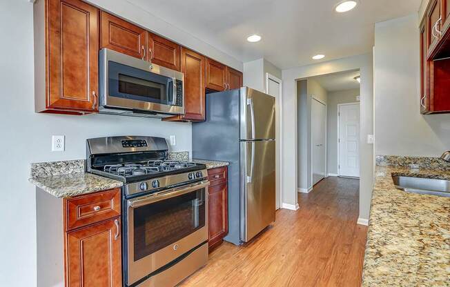Kitchen with stainless steel appliances