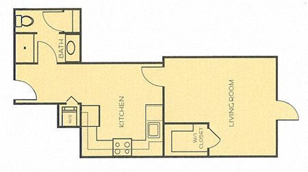 Studio, 1 bath, 540 sqft, $1,625