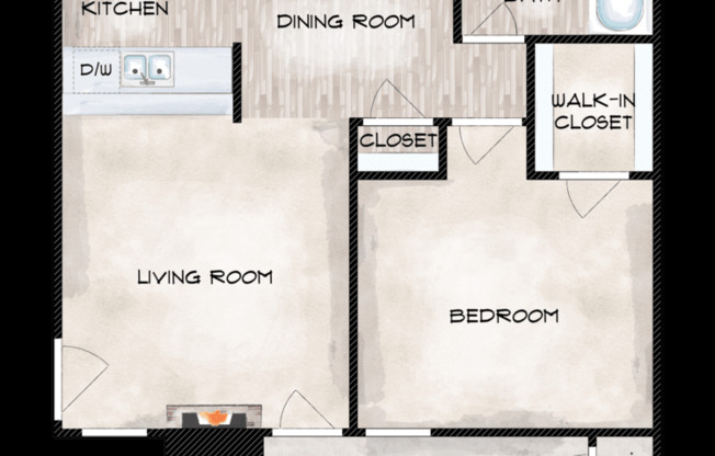 1 bed, 1 bath, 550 sqft, $1,250