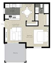 Studio, 1 bath, 540 sqft, $2,150