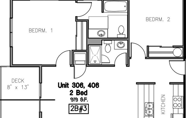 2 beds, 2 baths, 809 sqft, $2,200, Unit 406
