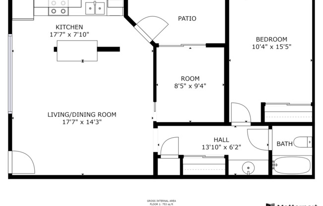 1 bed, 1 bath, 770 sqft, $2,600, Unit K-136