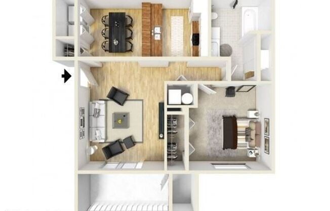 1 bed, 1 bath, 670 sqft, $1,075, Unit 115RC
