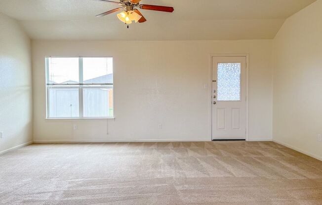 Available NOW!!!! This charming 1 story, 3 bedroom, 2 bath house could be your next home! Beautiful carpet flooring in the family room, hall and bedrooms with tile flooring in the wet areas. Large master bedroom suite includes master bath and walk in clos