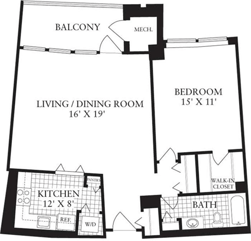 1 bed, 1 bath, 825 sqft, $2,501, Unit 1001