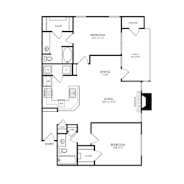 2 beds, 2 baths, 1,045 sqft, $1,742