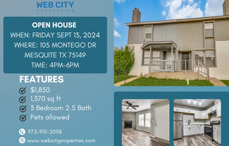 3 Bed 2.5 Bath Townhouse for Rent in Mesquite TX!