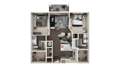 2 beds, 2 baths, 1,020 sqft, $1,845