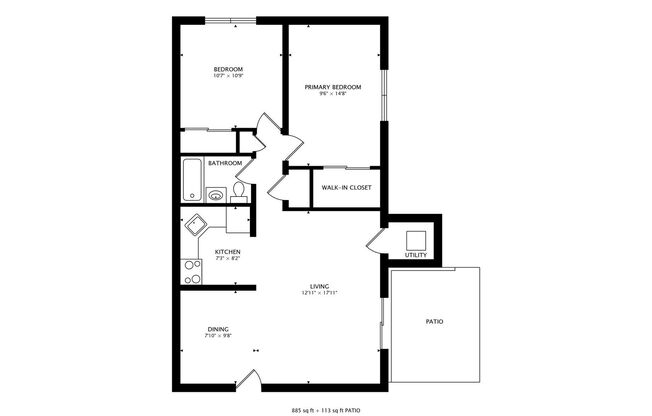 2 beds, 1 bath, 885 sqft, $1,475, Unit Unit 1