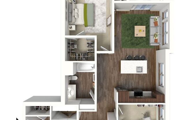 2 beds, 1 bath, 1,019 sqft, $1,875, Unit B-301